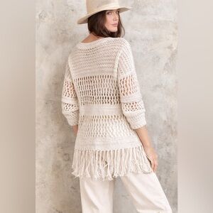 Chelsea & Theodore Cream Crochet Fringe Cardigan – Size M